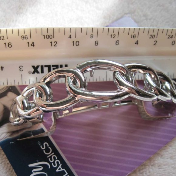 Interlocking Rings Goody Plastic Hair Barrette Metal Back Silver Gold Black Ring - Picture 2 of 16